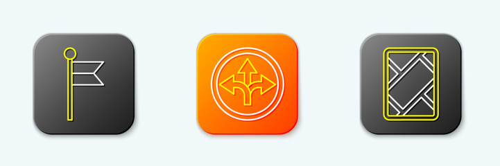 Poster - Set line Location marker, Road traffic sign and Gps device with map icon. Vector