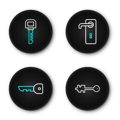 Poster - Set line Old key, Key, Door handle and icon. Vector