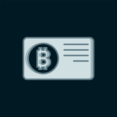 Poster - Line Credit card with bitcoin icon isolated on black background. Online payment. Cash withdrawal. Modern method of payment. Flat filled outline style with shadow. Vector