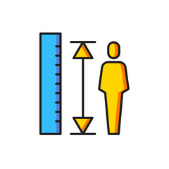 Poster - Color Measuring height body icon isolated on white background. Flat filled outline style with shadow. Vector