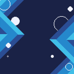 Poster - Blue Bold Metal Frame with White Circle Background, Pixel Art Style