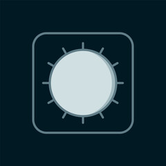 Poster - Line Sun icon isolated on black background. Flat filled outline style with shadow. Vector