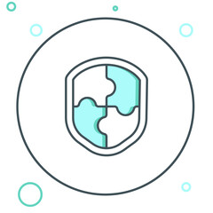 Poster - Line Shield icon isolated on white background. Guard sign. Security, safety, protection, privacy concept. Colorful outline concept. Vector