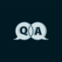 Poster - line speech bubbles with question and answer icon isolated on black background. q and a symbol. faq 