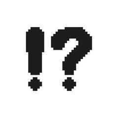 Fototapete - Exclamation And Question Mark Pixel Art Icon. Expression Of Surprise, Curiosity, And Inquiry Symbol. Retro Gaming Style. Isolated Vector Illustration