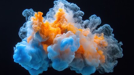 Poster - A burst of colorful pigment exploding in slow motion against a black background