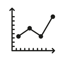 Poster - line graph chart solid icon. data analysis, trend visualization, and statistical representation silh
