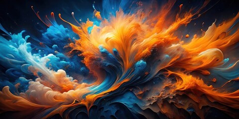 Aufkleber - Abstract Swirling Hues of Orange, Blue, and White in a Dynamic Composition