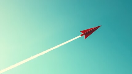 Poster - A sleek, red arrow cutting through a clear blue sky, symbolizing speed and precision, with a trail of light following in its path