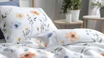 Poster - A soft pastel simple floral pattern with hand-painted flowers scattered across a white background, creating a fresh and airy look.