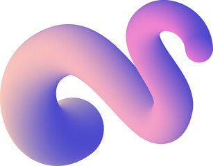 Poster - Gradient abstract colored shape. 3d wavy fluid line and curved ribbon. Organic design element for dynamic modern poster. Trendy bright squiggles and stroke.