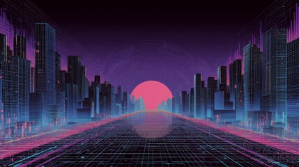 Wall Mural - vector-style image of futurist background abstract technology