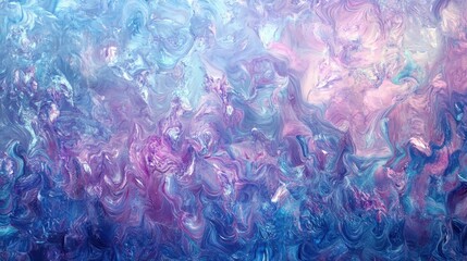 Poster - A stunning holographic fluid effect with iridescent blues, pinks, and purples shifting like liquid crystal.