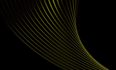 Fototapete - Modern Green Wave Pattern on Dark Background