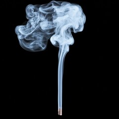 Poster - Matchstick glowing brightly with tendrils of smoke rising in the air against a dark background