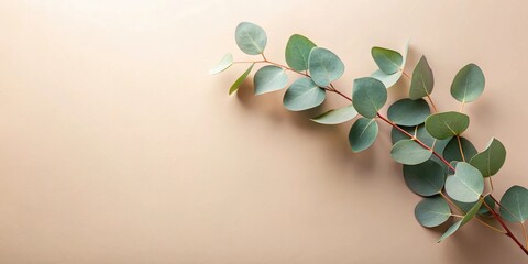 Aufkleber - Elegant Greenery Branch on a Neutral Background, Perfect for Minimalist Design and Nature-Inspired Projects