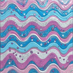 Poster - Artistic painting depicting a dramatic ocean wave in stunning blue hues with abstract elements