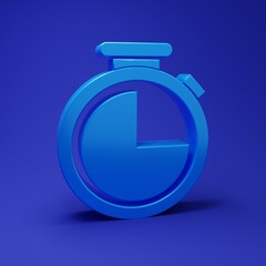 Poster - blue stopwatch icon isolated on blue background. time timer sign. minimalism concept. 3d render illu
