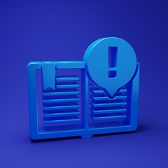 Poster - blue interesting facts icon isolated on blue background. book or article sign. exclamation mark sign