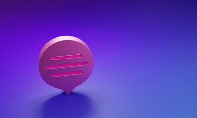 Poster - pink speech bubble chat icon isolated on purple-blue background. message icon. communication or comm