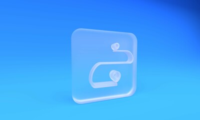 Fototapete - Frosted glass Route location icon isolated on blue background. Map pointer sign. Concept of path or road. GPS navigator. Square frosted glass button. 3D render illustration