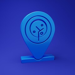 Fototapete - Blue Location and tree icon isolated on blue background. Minimalism concept. 3D render illustration