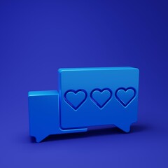 Fototapete - blue like and heart icon isolated on blue background. counter notification icon. follower insta. min
