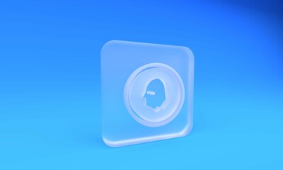 Poster - frosted glass coin money icon isolated on blue background. banking currency sign. cash symbol. squar