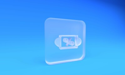 Poster - frosted glass discount percent tag icon isolated on blue background. shopping tag sign. special offe