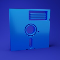 Poster - blue floppy disk in the 5.25-inch icon isolated on blue background. floppy disk for computer data st
