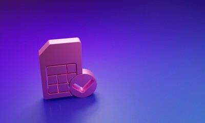 Poster - pink sim card icon isolated on purple-blue background. mobile cellular phone sim card chip. mobile t