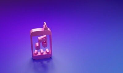 Poster - pink music player icon isolated on purple-blue background. portable music device. minimalism concept