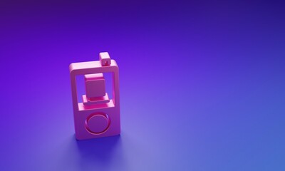Poster - pink music player icon isolated on purple-blue background. portable music device. minimalism concept