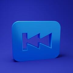 Poster - Blue Rewind button icon isolated on blue background. Minimalism concept. 3D render illustration