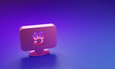 Poster - Pink Scallop sea shell icon isolated on purple-blue background. Seashell sign. Minimalism concept. 3D render illustration
