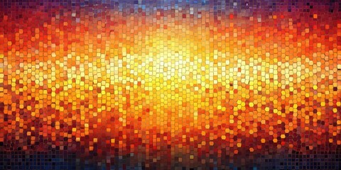 Leinwandbilder - Abstract Mosaic Sunset Warm Hues and Golden Gleam in a Geometric Pattern