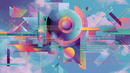 Wall Mural - vector-style image of futurist background abstract technology