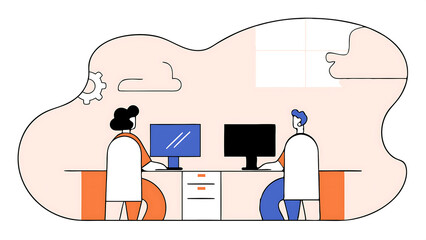 Poster - two diverse multiethnic female have a discussion in meeting room behind glass walls in an agency creative director and project manager compare business results on laptop and app designs in  42396701 1