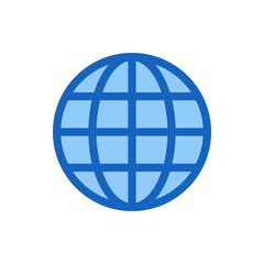 Poster - Stylized blue globe with grid lines representing internet connectivity and global communication network design
