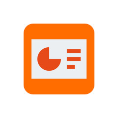 Poster - Illustration of a presentation slide with a pie chart and three horizontal bars on an orange background