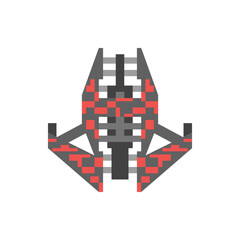 Poster - Abstract geometric figure with gray and red pixelated pattern and angular shapes on white background
