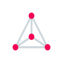 Poster - Geometric shape featuring a tetrahedron with red circular vertices and light gray edges on a white background