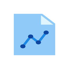 Poster - Illustration of a light blue document with a folded corner and a dark blue line graph on it