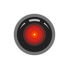 Poster - Illustration of a circular object with concentric red and orange circles and a gray outer ring design
