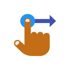 Poster - Illustration of a brown hand touching a blue circle with a blue arrow pointing to the right side