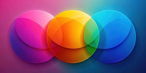 Fototapete - Vibrant Overlapping Circles Abstract Design Featuring a Spectrum of Saturated Hues and Gradient Effects