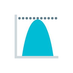 Poster - A simple graph showing a blue bell curve with gray dots above it and gray axes on a white background