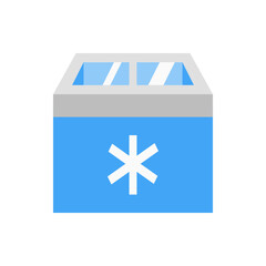 Poster - Illustration of a blue medical refrigerator with a white asterisk symbol on the front panel design