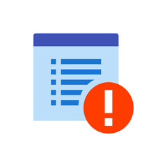 Poster - List icon with blue bars on a light blue background and an orange exclamation point circle icon overlay