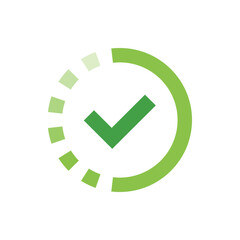Poster - Green check mark inside a circular progress indicator with segmented blocks showing completion status 100